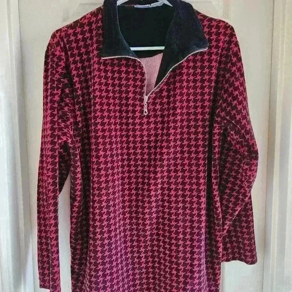Jason Maxwell Red Houndtooth Sweater Size Medium - Picture 1 of 5